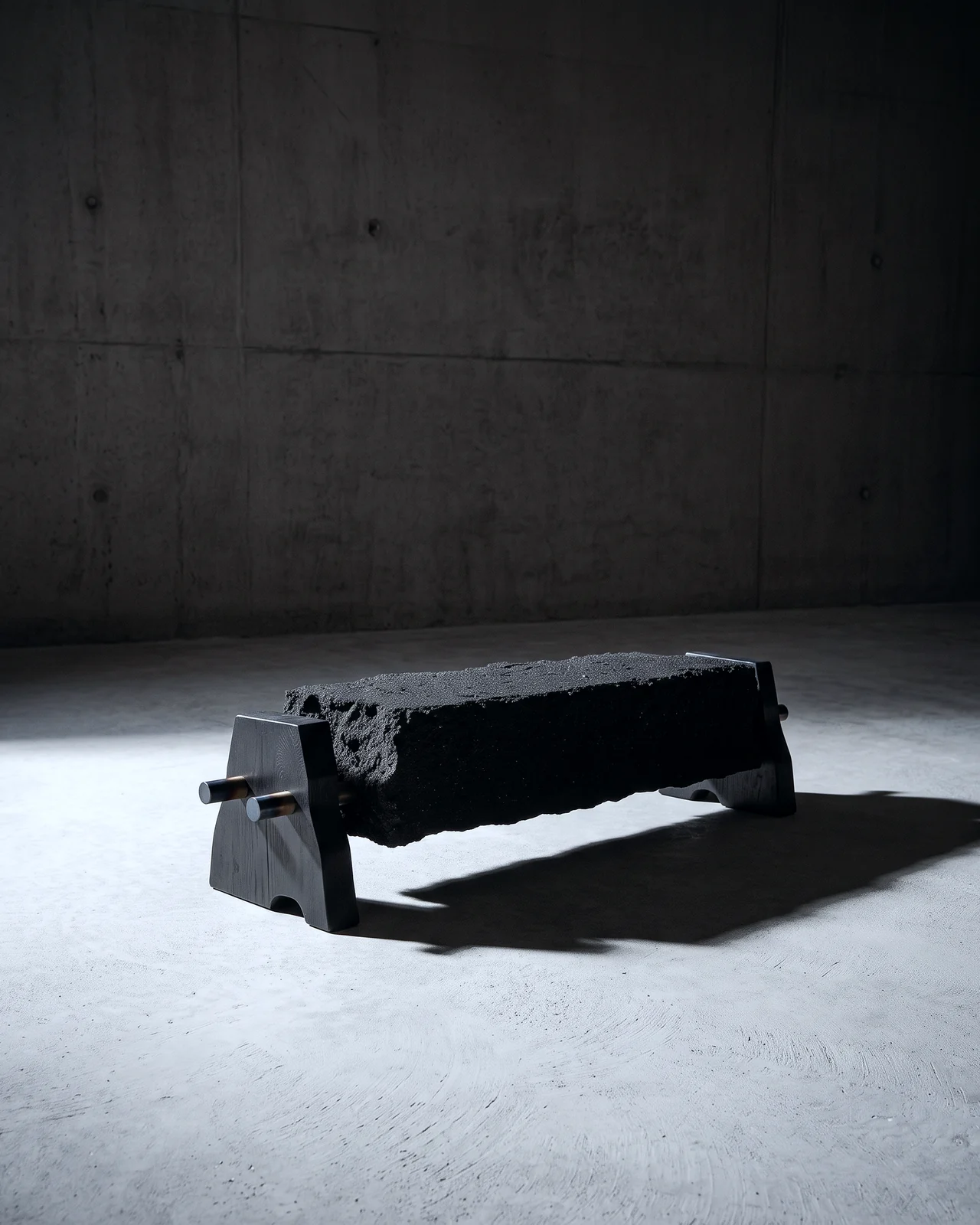Aetna Bench in a concrete room, in a raking light, by Paul Hardy