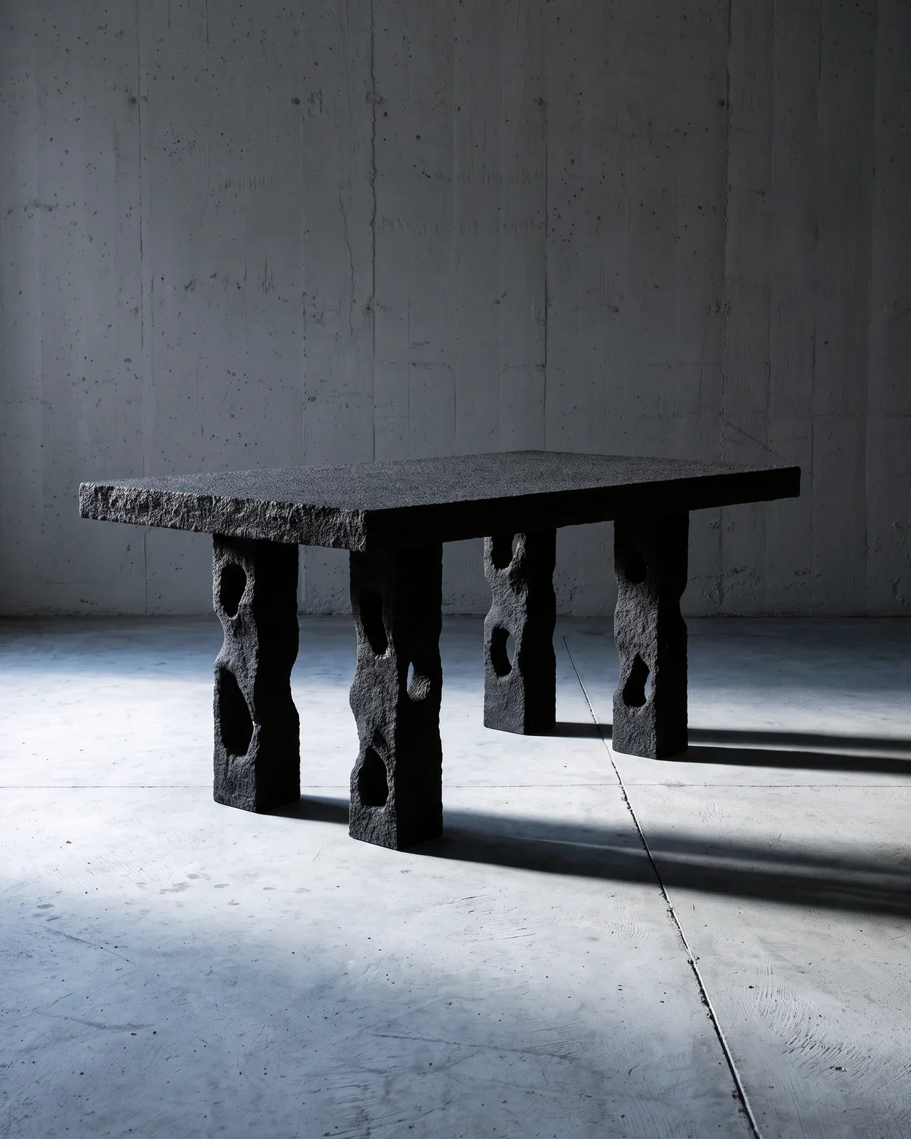 Aetna Table in a concrete room, in a raking light, by Paul Hardy
