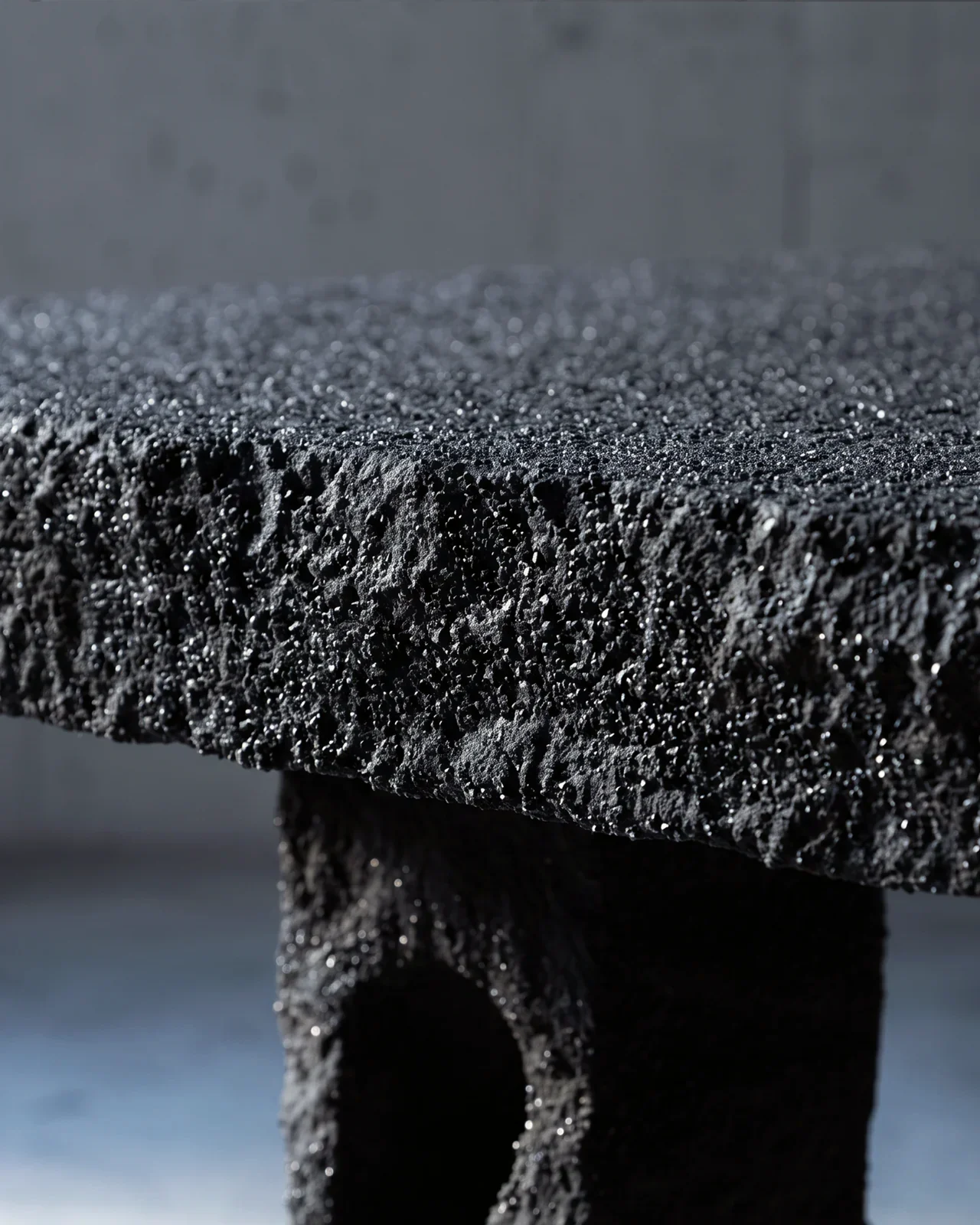 Edge of the tabletop, close-up of the mineral surface, Aetna Table, by Paul Hardy