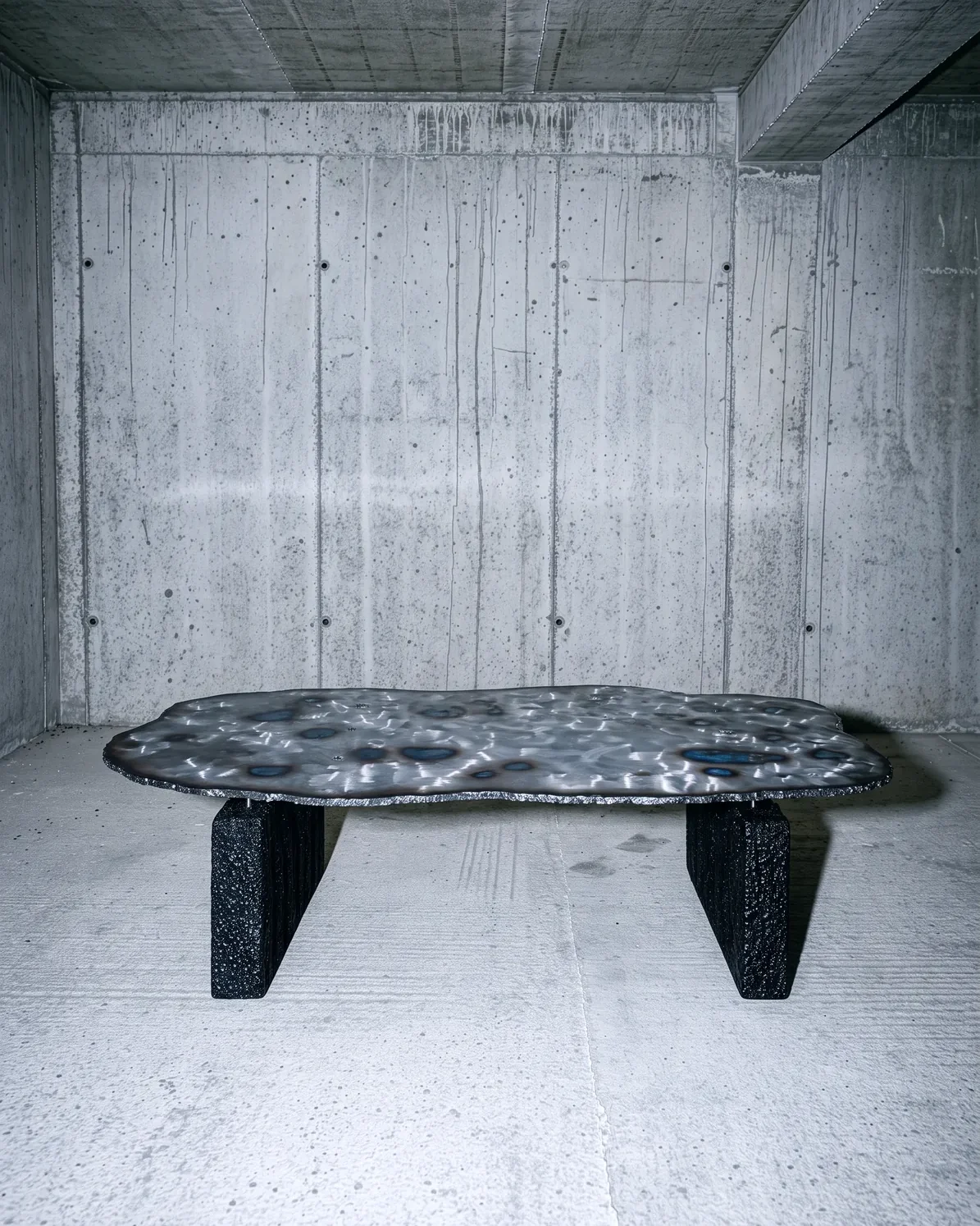 Ustio Table in a concrete room, by Paul Hardy